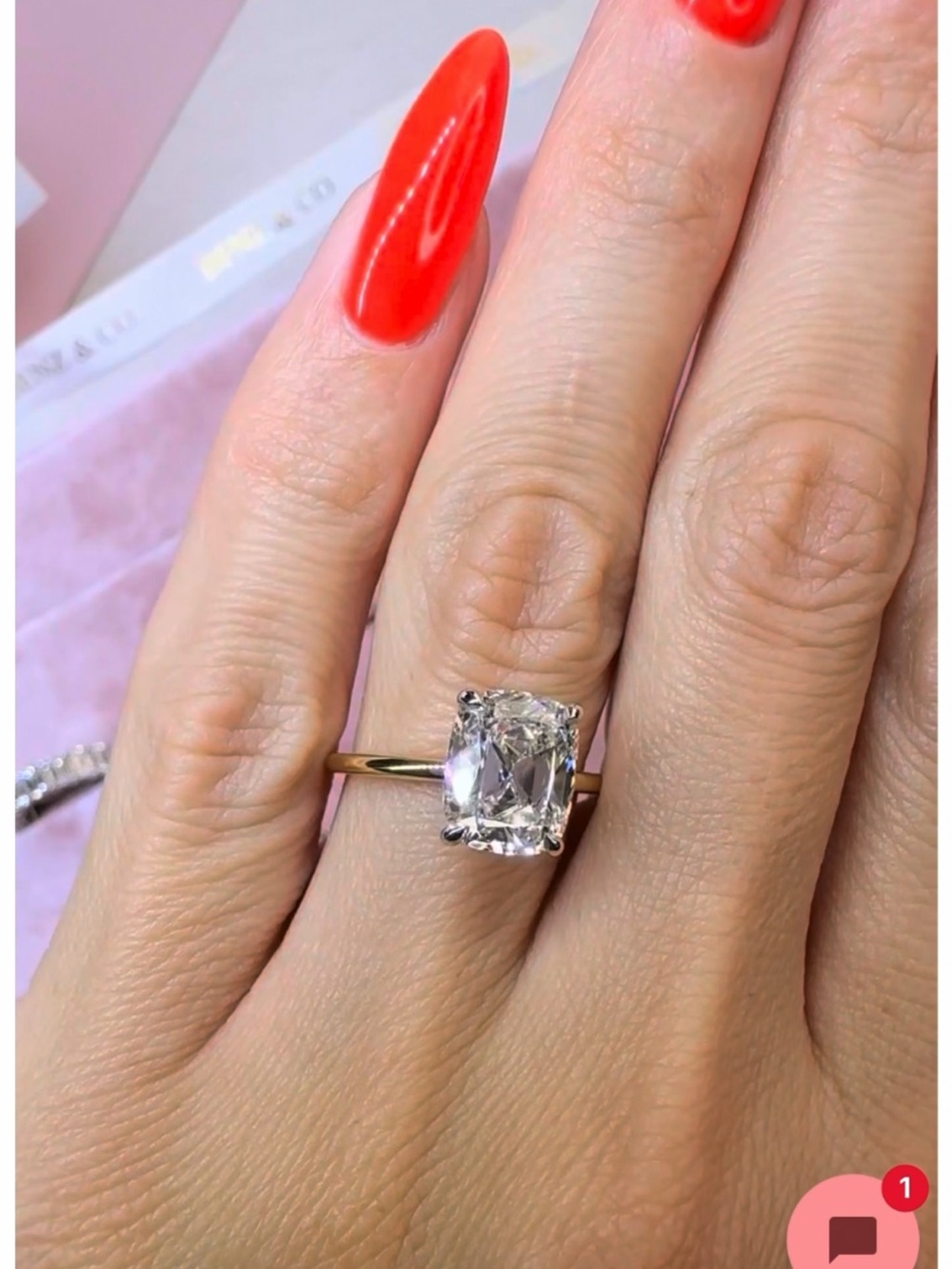3.39 Ct Lab Grown Mine Cut Engagement Ring